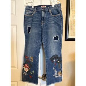 Johnny Was Heron Cropped Baby Boot Jean, Embroidered, 32-14
